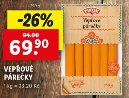 VEPŘOVÉ PÁREČKY