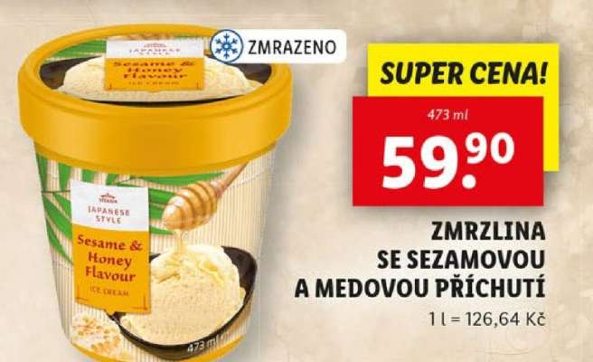 Zmrzlina se sezamovou a medovou příchutí