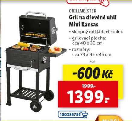 GRILLMEISTER Gril na dřevěné uhlí Mini Kansas