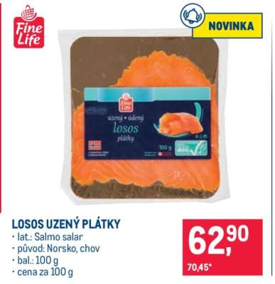 Losos uzený plátky