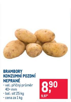 Brambory konzumní pozdní neprané