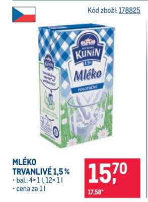 Mléko trvanlivé 1,5 %