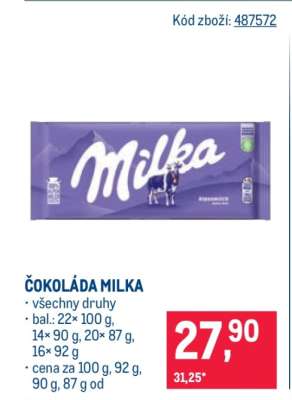 ČOKOLÁDA MILKA