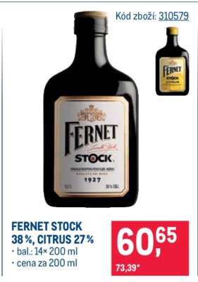Fernet Stock 38 %, Citrus 27 %