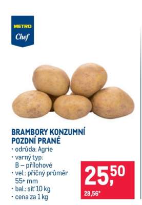 Brambory konzumní pozdní prané