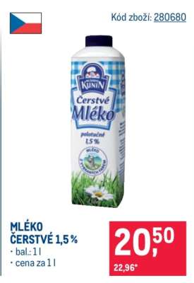 Mléko čerstvé 1,5 %