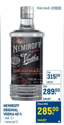 NEMIROFF ORIGINAL VODKA 40 %