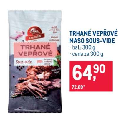 Trhané vepřové maso Sous-vide