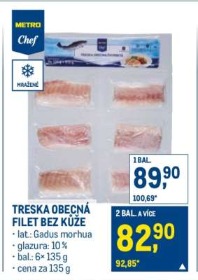 Treska obecná filet bez kůže