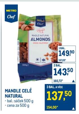 Mandle celé natural