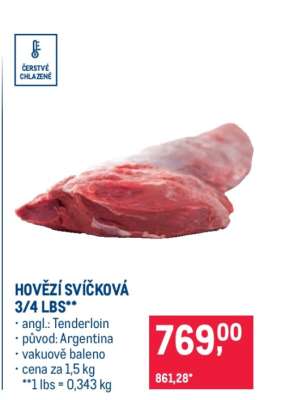 Hovězí svíčková 3/4 lbs**