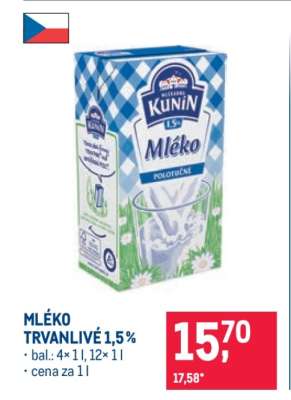Mléko trvanlivé 1,5 %
