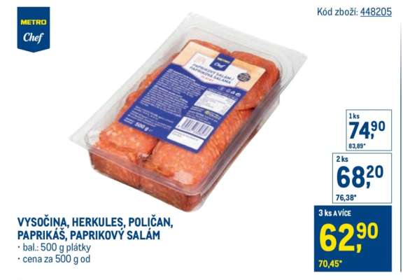 VYSOČINA, HERKULES, POLIČAN, PAPRIKÁŠ, PAPRIKOVÝ SALÁM