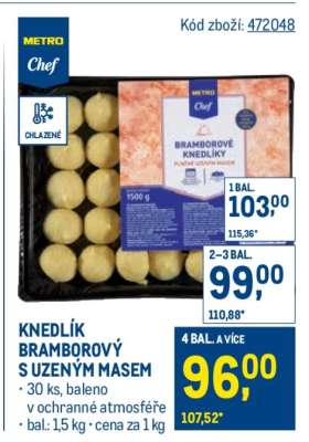 Knedlík bramborový s uzeným masem