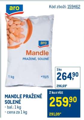 Mandle pražené solené