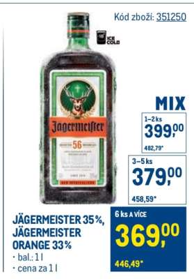 JÄGERMEISTER 35 %, JÄGERMEISTER ORANGE 33 %