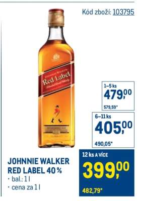 Johnnie Walker Red Label 40 %