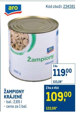 Žampiony krájené