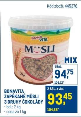 BONAVITA ZAPÉKANÉ MÜSLI 3 DRUHY ČOKOLÁDY