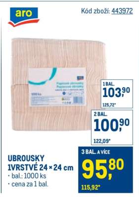 Ubrousky 1vrstvé 24 × 24 cm