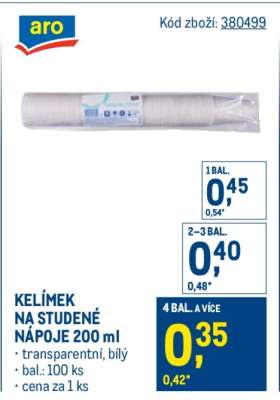 KELÍMEK NA STUDENÉ NÁPOJE 200 ml