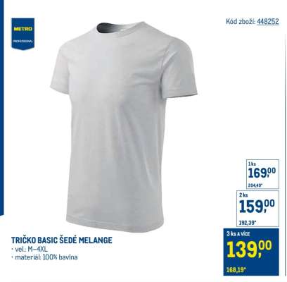 TRIČKO BASIC ŠEDÉ MELANGE