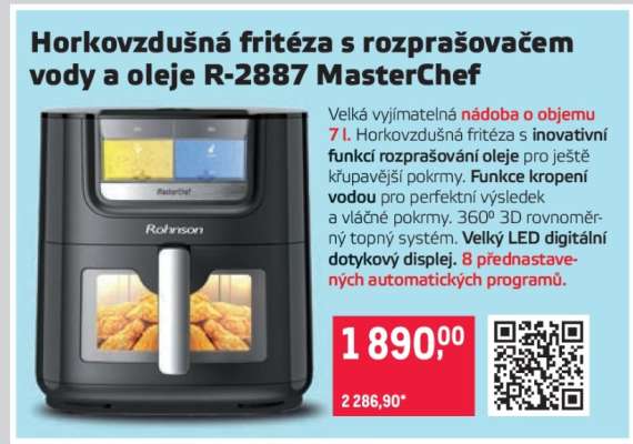 HORKOVZDUŠNÁ FRITÉZA S ROZPRAŠOVAČEM VODY A OLEJE R-2887 MASTERCHEF