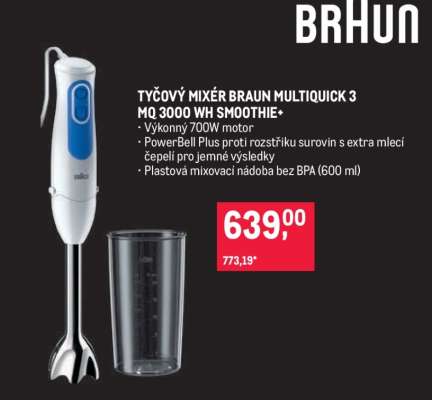 TYČOVÝ MIXÉR BRAUN MULTIQUICK 3 MQ 3000 WH SMOOTHIE+