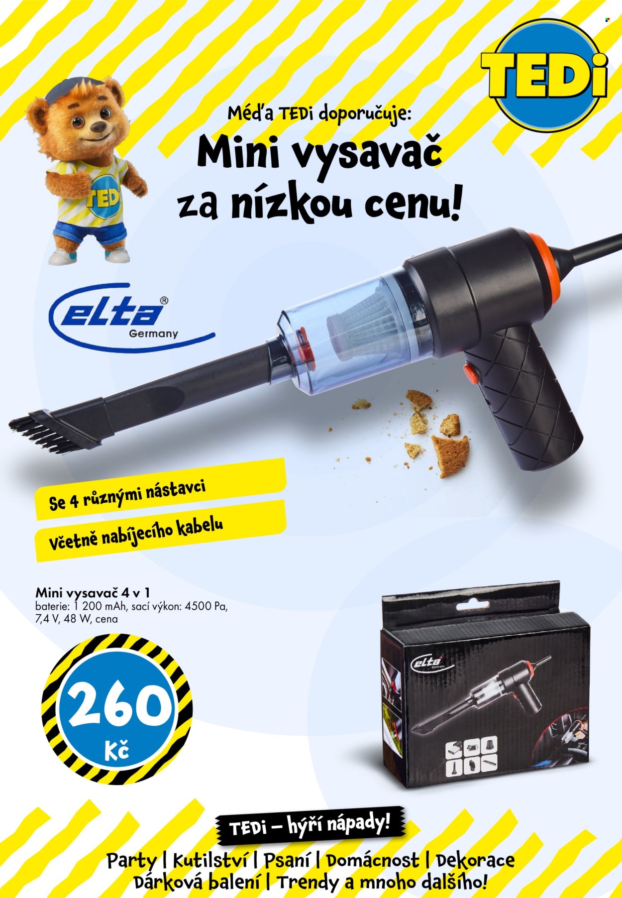 Leták TEDi. Strana 1