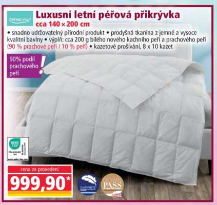 Luxusní letní péřová přikrývka
