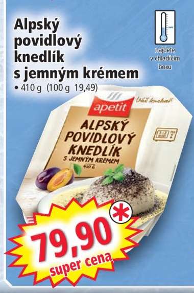 Alpský povidlový knedlík s jemným krémem