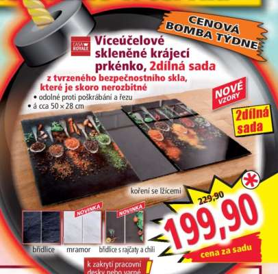 Víceúčelové skleněné krájecí prkénko, 2dílná sada