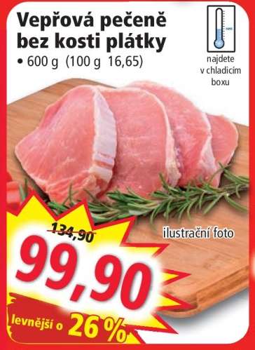 Vepřová pečeně bez kosti, plátky