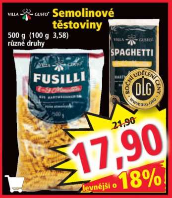 Semolinové těstoviny