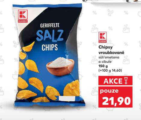 Chipsy vroubkované sůl/smetana a cibule