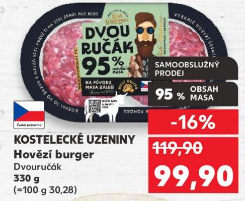 KOSTELECKÉ UZENINY Hovězí burger Dvouručák