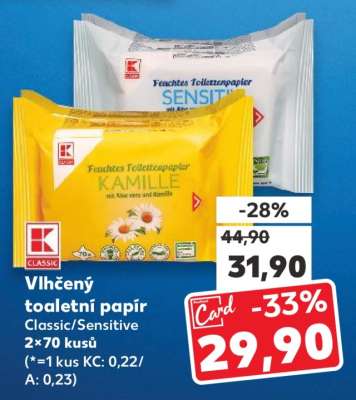 Vlhčený toaletní papír Classic/Sensitive