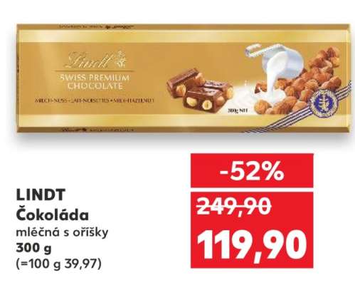 LINDT Čokoláda mléčná s oříšky