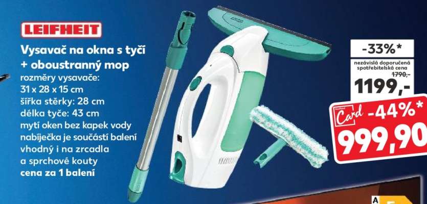 LEIFHEIT Vysavač na okna s tyčí + oboustranný mop