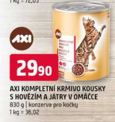 AXI KOMPLETNÍ KRMIVO KOUSKY S HOVĚZÍM A JÁTRY V OMÁČCE