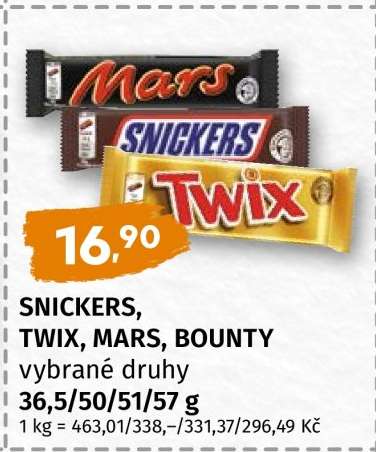 Snickers, Twix, Mars, Bounty