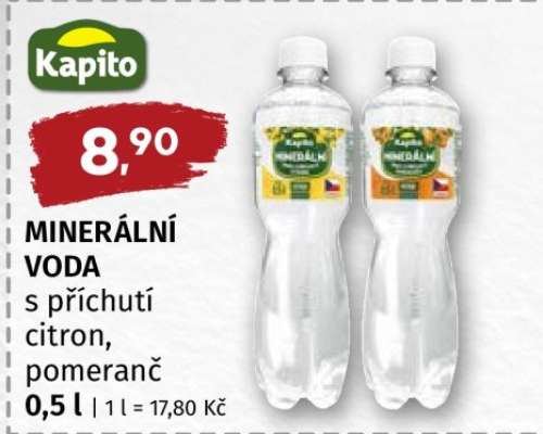 MINERÁLNÍ VODA s příchutí citron, pomeranč