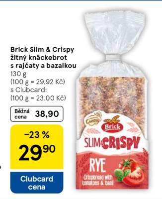 Brick Slim & Crispy žitný knäckebrot s rajčaty a bazalkou