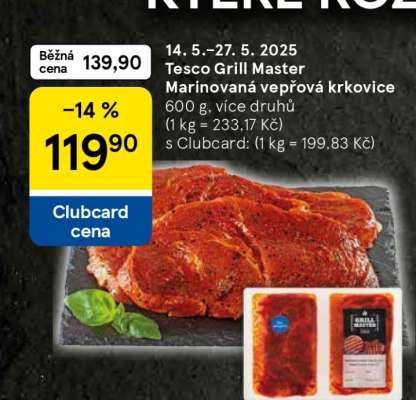 Tesco Grill Master Marinovaná vepřová krkovice