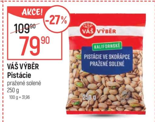 VÁŠ VÝBĚR Pistácie pražené solené