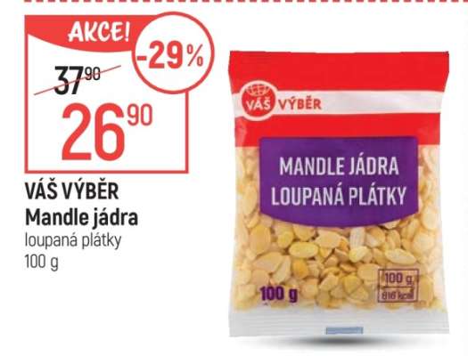 Váš Výběr Mandle jádra loupaná plátky
