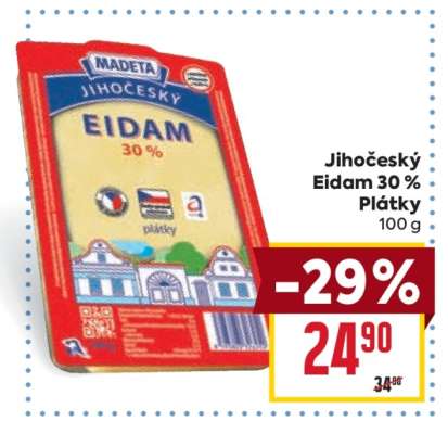 Jihočeský eidam 30% plátky