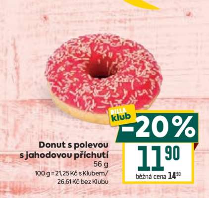 Donut s polevou s jahodovou příchutí