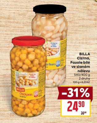 BILLA Cizrna, Fazole bílé ve slaném nálevu