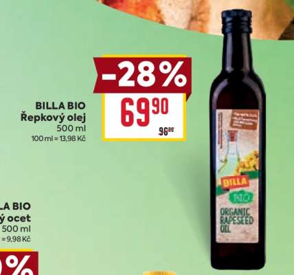 BILLA BIO Řepkový olej